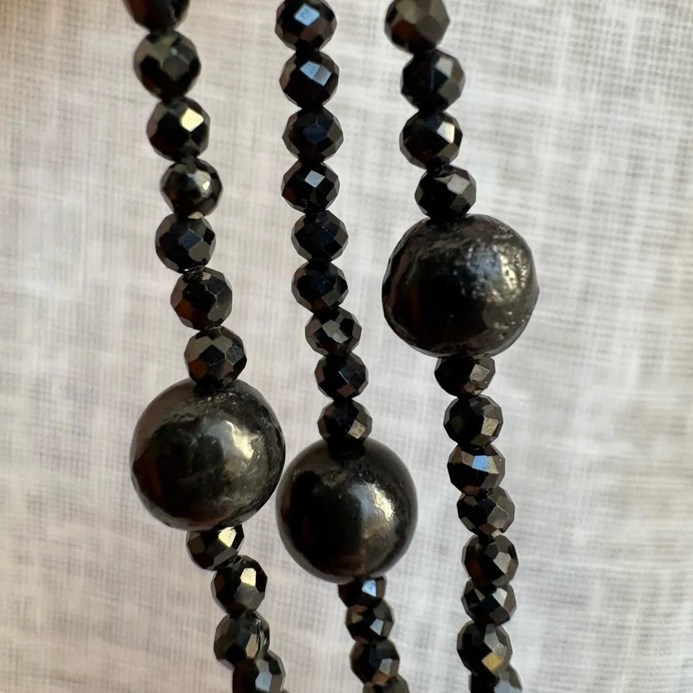 Sparkly black‎ spinel sterling silver necklace
